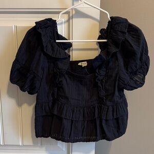 AMERICAN EAGLE Black Ruffled Women's Top